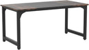 63 Inch Executive Desk Two Tone Brown Black Heavy Duty Frame