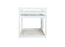 Solid Wooden , Solid Rubber Wooden Twin over Twin Floor Bunk Bed with Ladder ,Upper and Bottom Bed Platforms crafted with Strengthened Slats, White