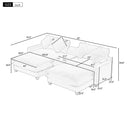 Chenille Upholstered Sectional Sofa with Removable Ottoman, USB Ports, Cup Holders, and Storage, Beige, 111'