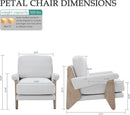 Ivory Chenille Accent Chair Solid Wood LivingRoomSet