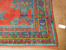 7x11 Turkish Oushak Rug, Vintage Red & Blue Oriental Carpet, Hand Knotted Wool Area Rug 7 x 11, Turkish Sparta Rug, Antique Turkish Rug Nice
