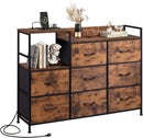 Dresser TV Stand With Charging Station And 8 Fabric Drawers