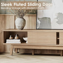 59 Inch Mid Century Modern TV Console Fluted Doors