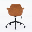 Mid-Century Modern Office Chair,Rolling Swivel Height Adjustable Ergonomic Chair with Frame/Arms, Back Support Home Desk Chair for Living Room,Studying (Brown)
