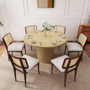 47 Inch Round Dining Table Natural Wood Farmhouse Fluted