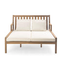 Outdoor Daybed, Patio Daybed with Four Pillows, Wooden Outdoor Bed with Curved Armrests for Poolside, Backyard, Garden