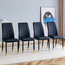 A set of 4 dining chairs, black dining chair set, PU material high backrest seats and sturdy leg chairs, suitable for restaurants, kitchens, and living rooms