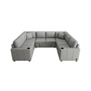 Multi-functional U-shaped Sectional Sofa Convertible Pull-out Bed Gray Chenille 107.1'