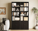 Black Six Tier Floor Standing Bookshelf With Doors