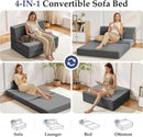 Dark Gray 4In1 Folding Memory Foam SofaBed Washable Cover