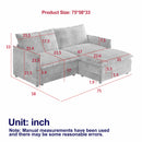 Corduroy Fabric Loveseat Sofa Couch with 1 Footrest for Living Room,2 Seater L-Shaped Sectional with Ottoman, Upholstered Large Size Deep Seat 2-Seat Sofa with 2 cushions