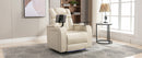 Home Theater Recliner with 270 Degree Swivel, PU Leather, Power Recliner with Tray Table, Phone Holder, Cup Holder, USB Port, White