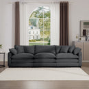 Mid-Century Modern Sectional Sofa 3-Seater with Arm Pillows in Grey Corduroy Fabric