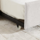 Twin Size Daybed with Trundle Upholstered Sofa Bed, with Vertical Stripes, Linen Fabric, Beige  (82.5'x43'x30')