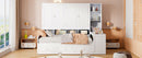 Full Size Wooden Daybed With Three Drawers, and All-in-One Cabinet, Desk and Shelves, White
