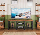 Rustic Brown TV Stand For 55 Inch With Open Storage Shelves