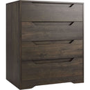 Modern 4 Drawer Dresser Walnut Finish For Bedroom Storage