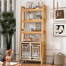 Modern Furniture Style 2 IN 1 Pet Friendly Dog Crate Ladder Bookcase in Ancient Oak MDF and Steel