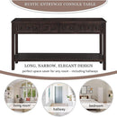 Rustic 60 Inch Console Table With Drawers And Shelf