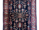 4x6 Vintage Handmade Wool Geometric Rug Organic Dyes Blue Red Hand-Knotted Rug