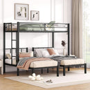 Triple Bunk Bed For Three Kids Built In Desk Black