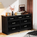 Modern 3 Drawer Bedroom Chest of Drawers with 7 Drawers Dresser, Clothes Organizer -Metal Pulls for Living Room, Bedroom, Hallway, Black, 47.6" x 15.7" x 26.6"