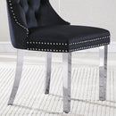 Stylish Black Velvet Dining Chairs with Silver Mirrored Finish Legs - Set of 2, 19.7'L x 24'D x 36.2'H, Chic Dining Room Essential