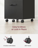 2-Drawer File Cabinet Matte Black For Home Office And Printer Stand Fits A4 And Letter Files