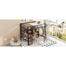 Full Size Metal Loft bed with Built-in Desk, Wardrobeand Shelves, Black(ETA:1.23)