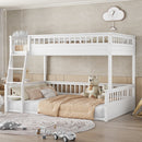 Full XL over Queen Bunk Bed with Ladder and Guardrails, White