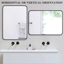 Black Metal Framed Bathroom Wall Mirror With Thin Frame