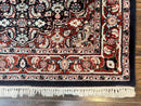 Indo Persian Rug 3x4, Herati Allover Pattern, Midnight Blue and Red, Small Vintage Handmade Wool Rug