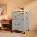 2 Drawer Mobile File Cabinet Rolling Printer Stand With Open Storage Shelf Light Grey