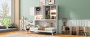 Twin Size Wall Murphy Bed with Top Cabinet, Shelves ,Space Saving Foldable Bed with Light & USB,White