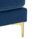 Elegant Convertible L-Shape Sectional Sofa Couch with Movable Ottoman, Velvet Upholstery, Blue