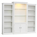 Retro Style 3-Piece Bookcase Display Cabinet with Adjustable LED Lighting, Tempered Glass Shelves, White