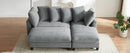 Modern L-Shaped Sectional Sofa with Storage, Movable Ottoman, and Throw Pillows, Grey Chenille, 83'