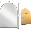 24x36 Inch Arched Recessed Medicine Cabinet, Metal Framed Bathroom Wall Cabinet with Mirror and Adjustable Shelves, Wall Mirror with Storage for Bathroom, Matte Gold