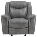 Conrad Upholstered Padded Arm Glider Recliner Grey