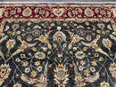 Pak Persian Mahal Rug 9x12, Allover Floral Pakistani Oriental Carpet 9 x 12, Wool Hand Knotted Area Rug, Dark Slate Gray-Black and Maroon