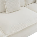 Modern Modular Sofa Couch Upholstered in Corduroy with Side Storage and Movable Ottomans, Beige, 112.6'