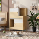 Furniture Style Multi-use Natural Cat Litter Box House with Flip-down Door, MDF & Metal, 31.4' x 15.7'