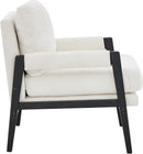White Chenille Upholstered Mid Century Accent Armchair