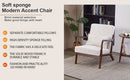 Mid-Century Modern Accent Chair, Arm Chair Living Room Chairs with Pillow Upholstered Reading Chair with Solid Wood Frame & Living Room Bedroom Balcony (beige)