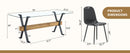 Table and chair set.79'x31.5' with X-shaped Black Metal Table Legs,Wood Grain Textured MDF Crossbeam.Paired With 8 Modern Mid-Century Style Upholstered Side Black PU Chairs.