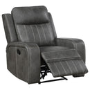 Raelynn Upholstered Track Arm Recliner Grey