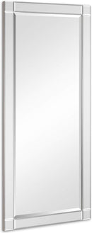 Modern Squared Corner Rectangle Wood Wall Mirror 24 x 54
