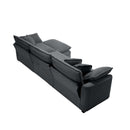 Grey Corduroy 3-Seater L-Shaped Sofa with Ottoman - Comfortable and Stylish for Small Living Rooms