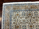 Indo Persian Rug 6x9, Beige, Allover Pattern, Vintage Wool Oriental Carpet
