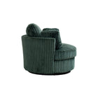 Oversized 360 Degreed Swivel Accent Chair Modern Soft Plush Corduroy Round Barrel Chair for Living Room Bedroom with Pillows, Green